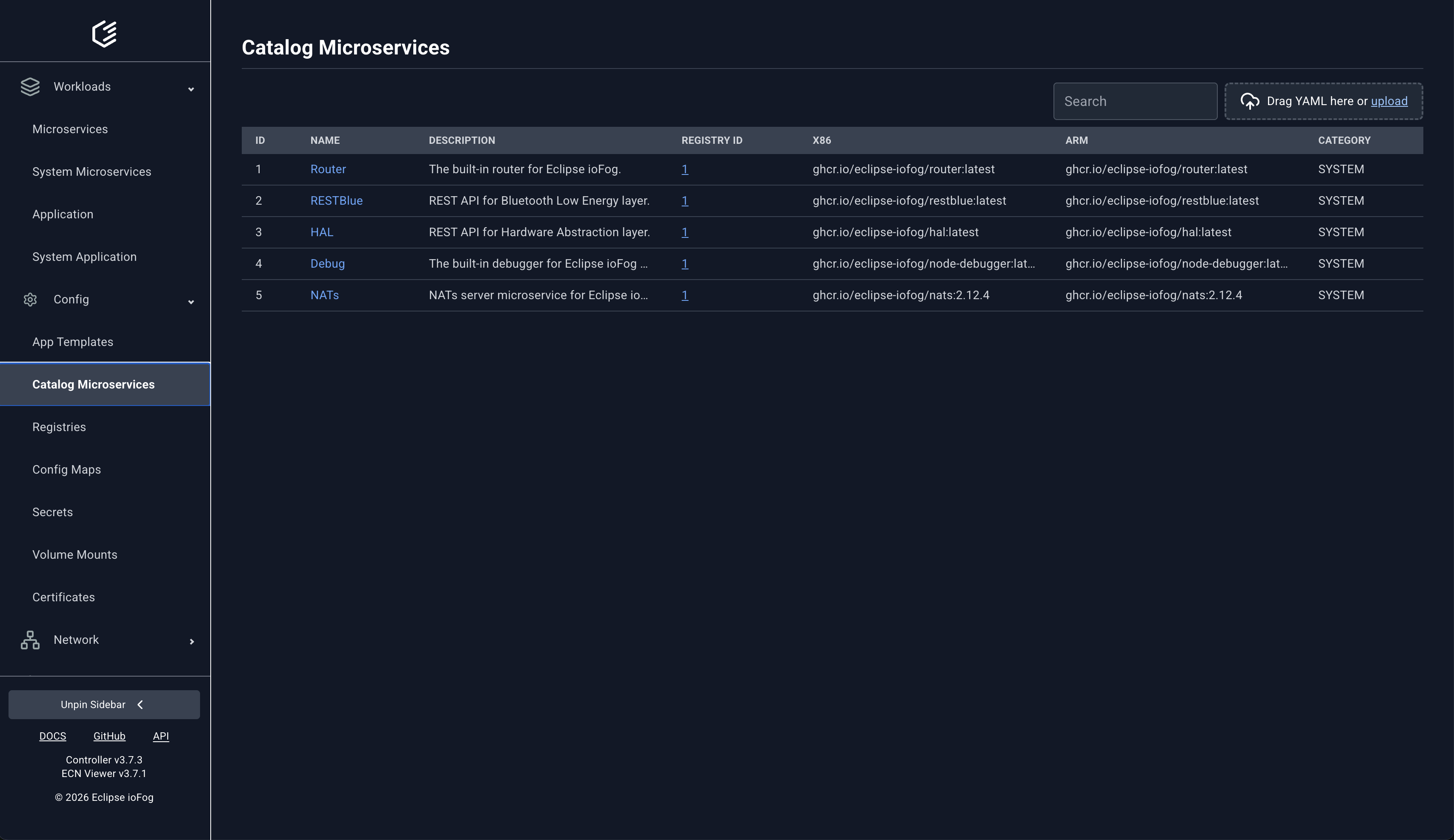 Catalog microservices inventory