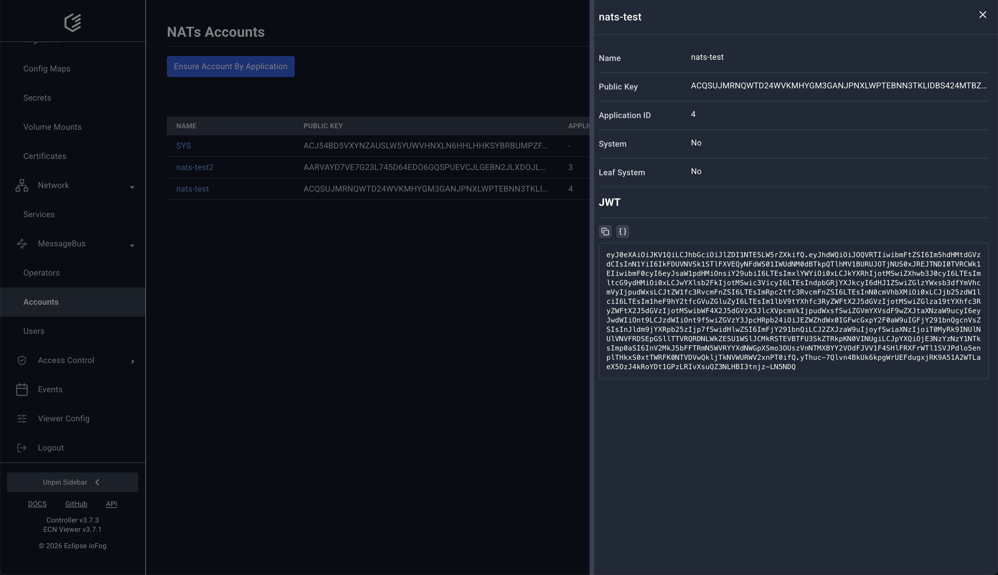 NATs accounts with selected account details