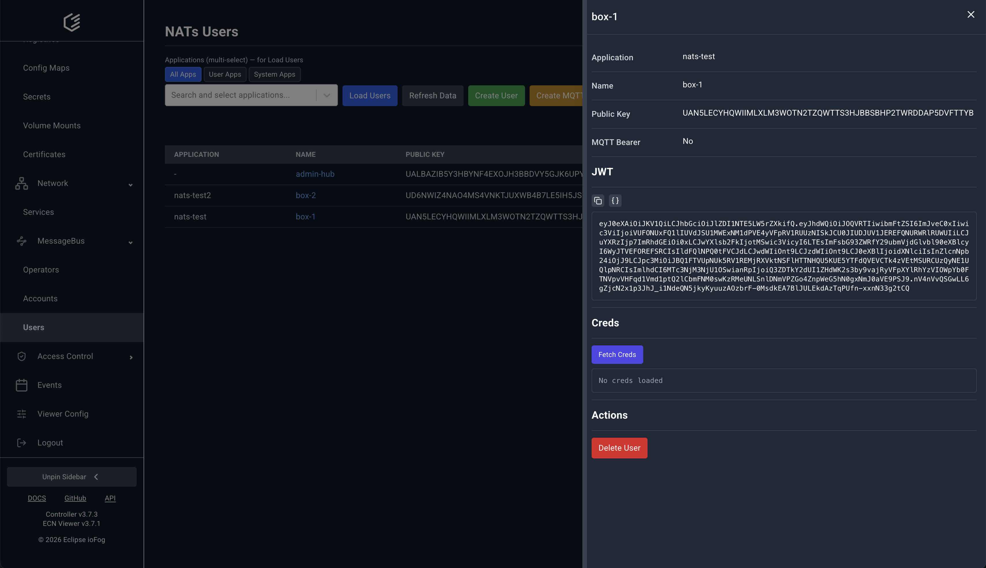 NATs user details, JWT, and actions