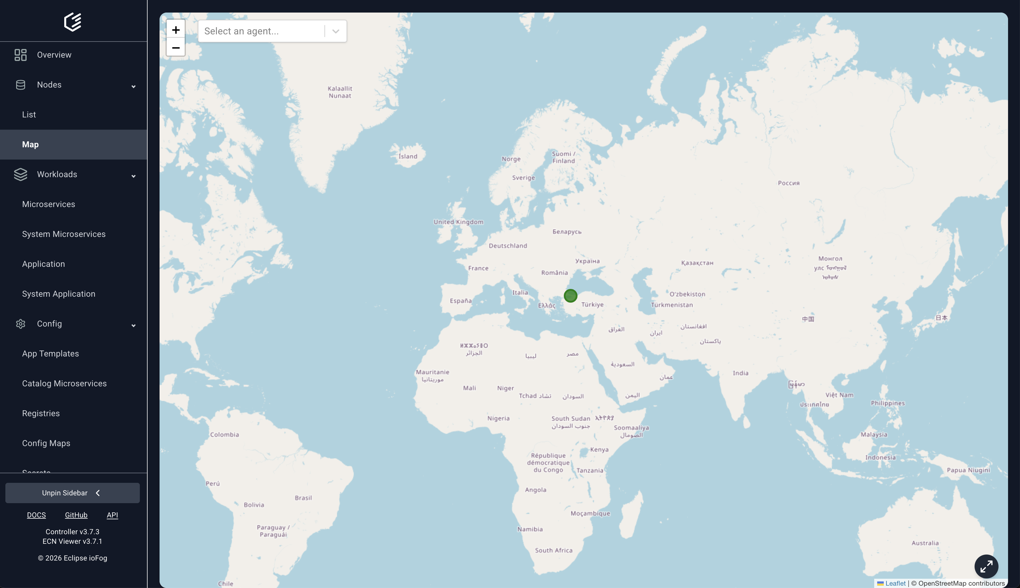 Global agent map view